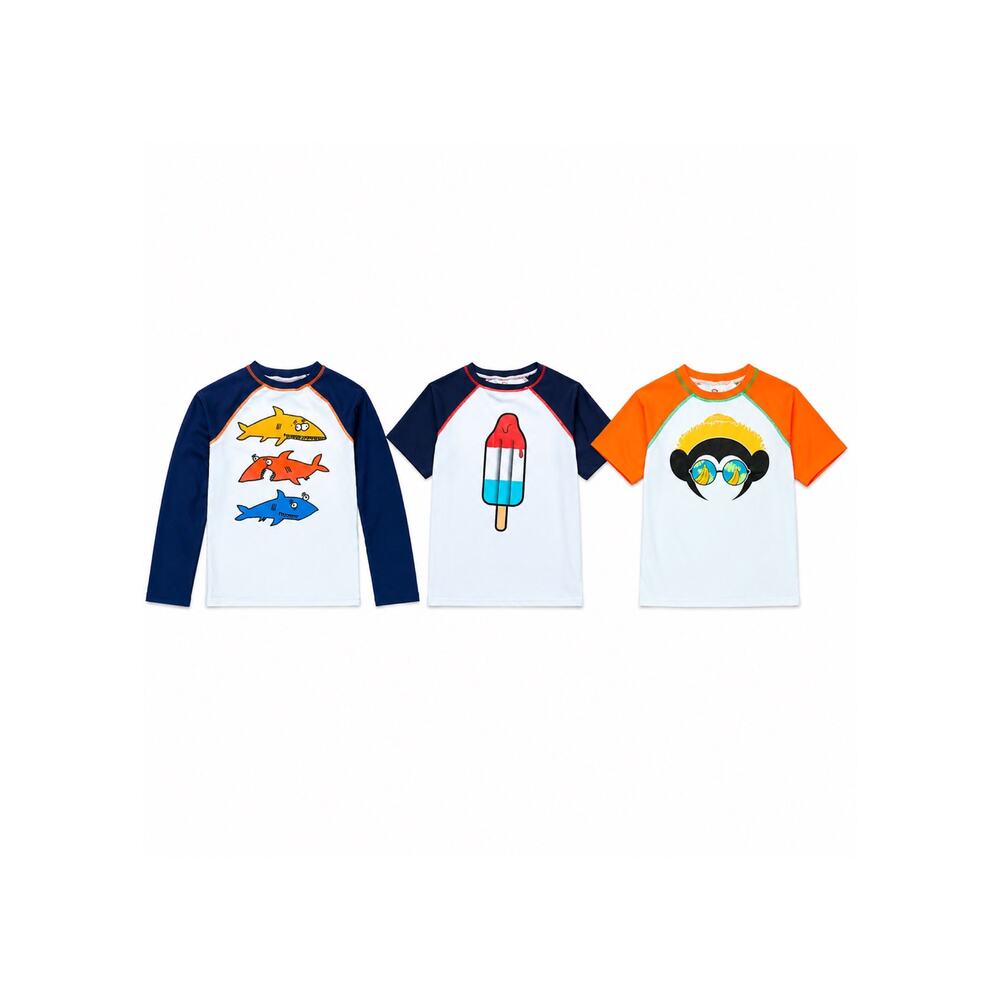3 pc set Appaman Boys Swim Rash-guards Tops Long & Short Sleeves